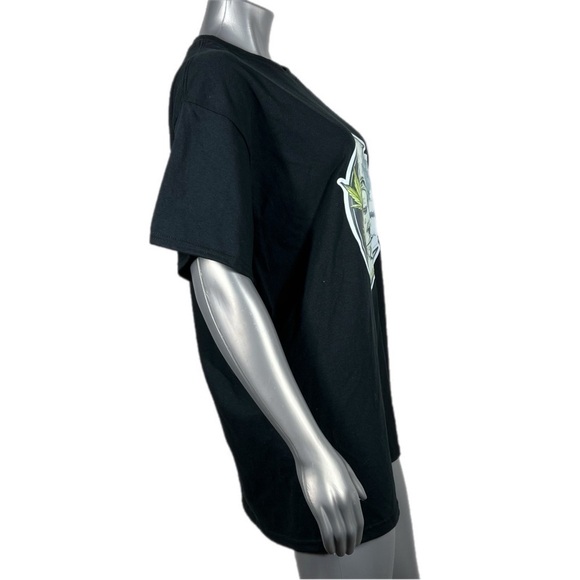 Black Short Sleeve Graphic Print T Large Green Sleepy 420 Moon flowers & dreams - Picture 4 of 8